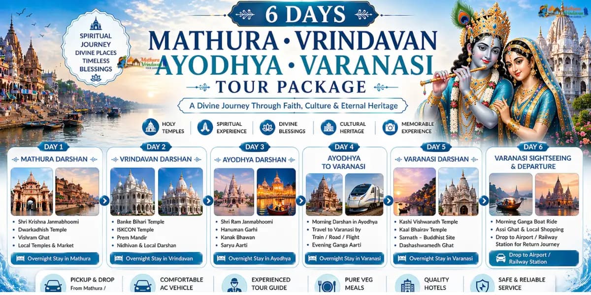 6 Days Mathura Vrindavan Ayodhya Varanasi Tour