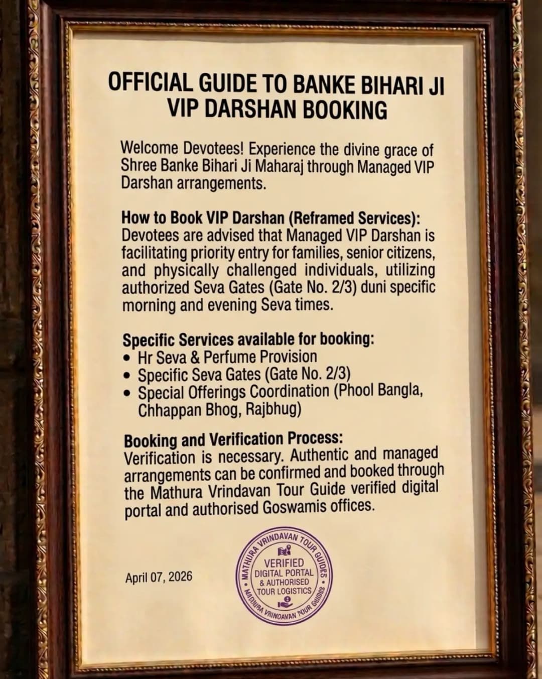 Government Registered Certificate – Mathura Vrindavan Tour Guides