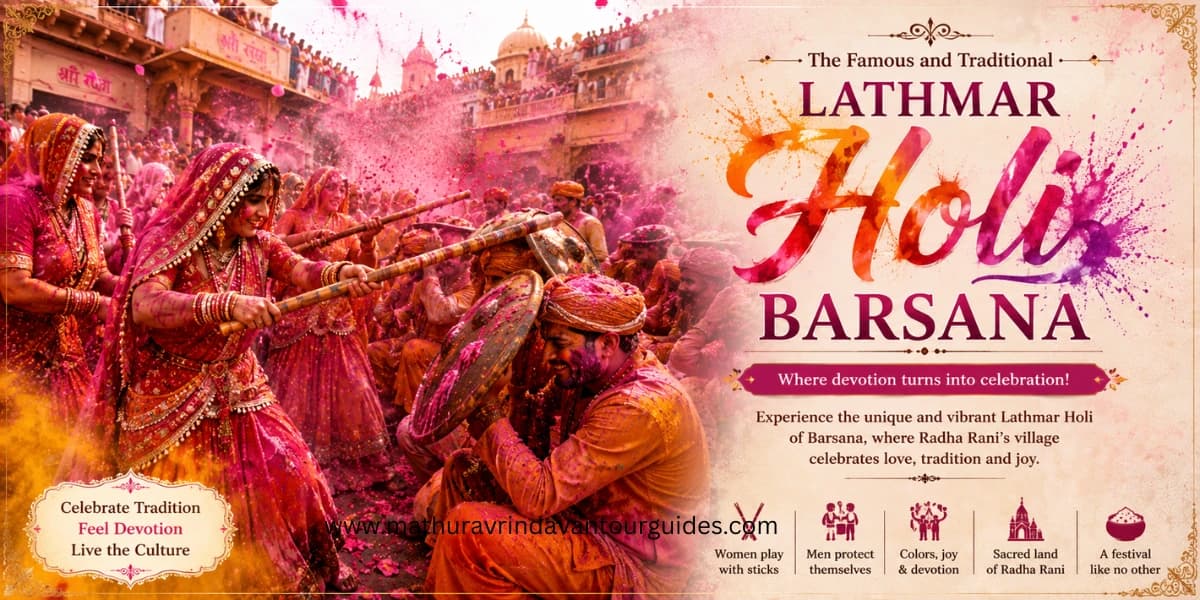 Lathmar Holi celebration in Barsana and Vrindavan 2027