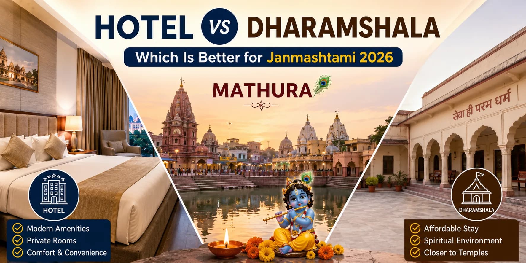 Hotel vs Dharamshala in Mathura: Which Is Better for Janmashtami 2026